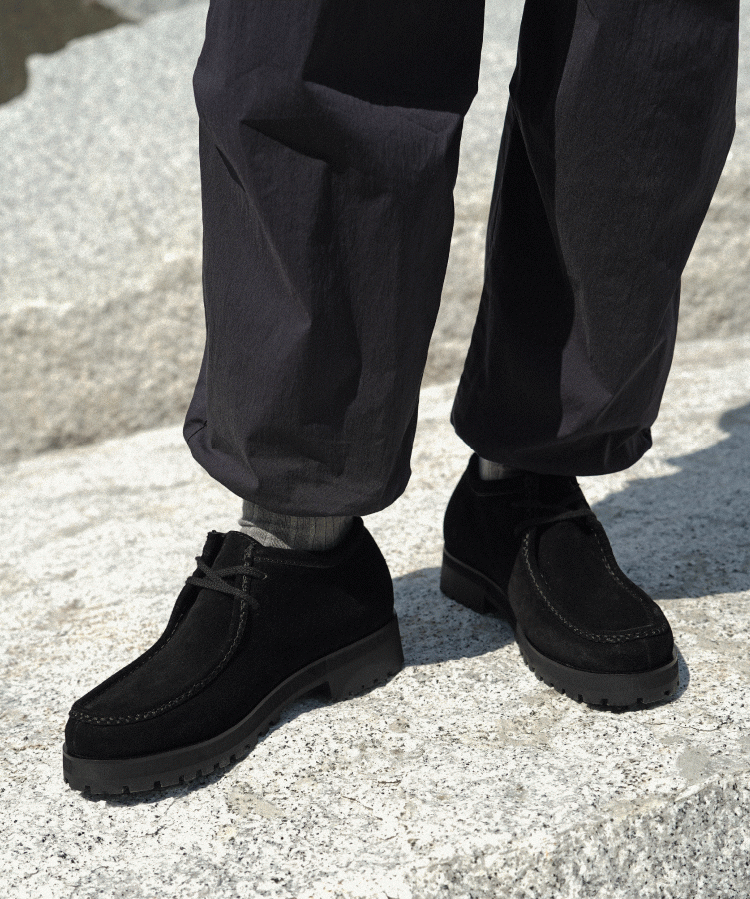 25.5-26.5cm相当 shiunブラックスエードモカシンシューズ shiun(シウン) ONLINE STORE / BLACK SUEDE MOCCASIN