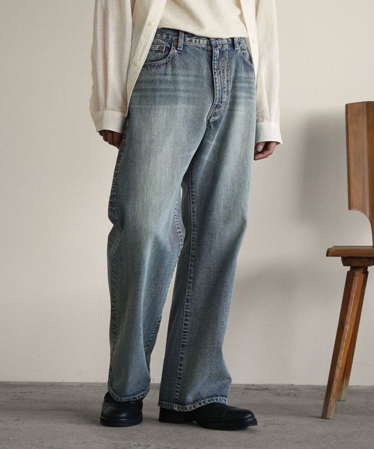 FLARE SLUB DENIM PANTS
