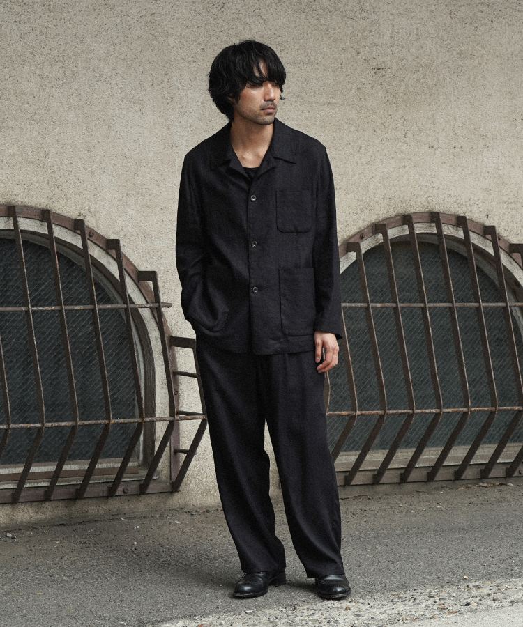 【shiun】 LINEN OPEN COLLAR JACKET & PANTS shiun(シウン) ONLINE STORE / LINEN OPEN COLLAR JACKET