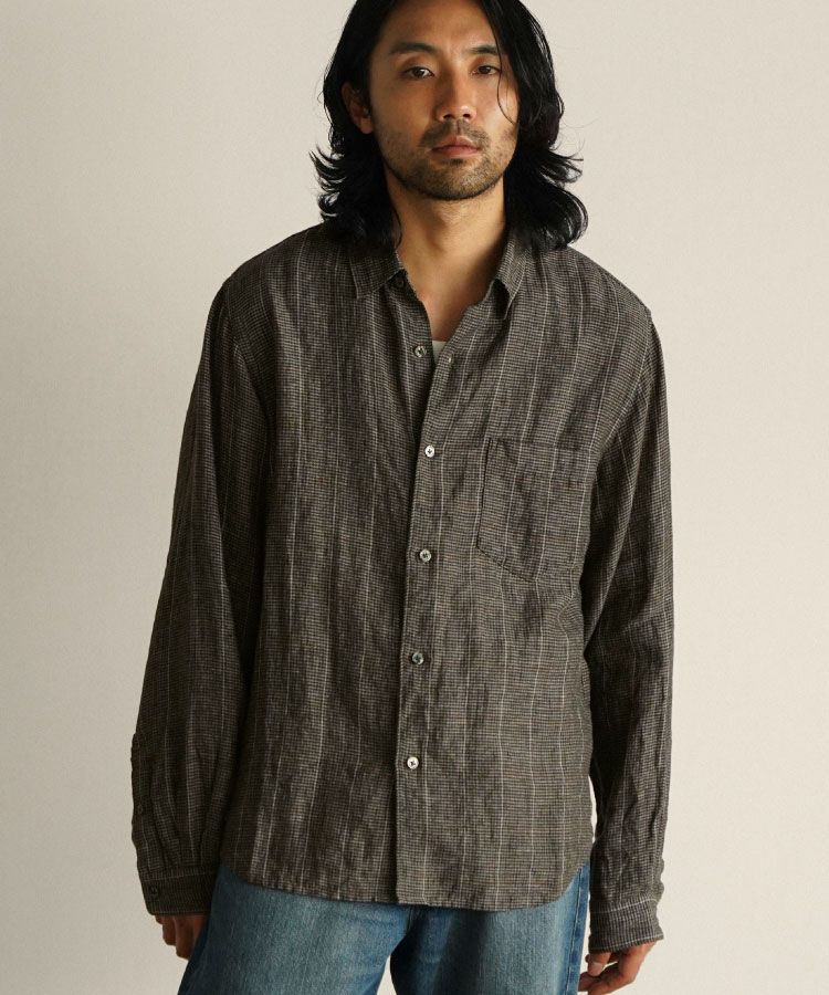 shiun MICRO CHECK LINEN SHIRT Sサイズ shiun(シウン) ONLINE STORE / MICRO CHECK LINEN SHIRT