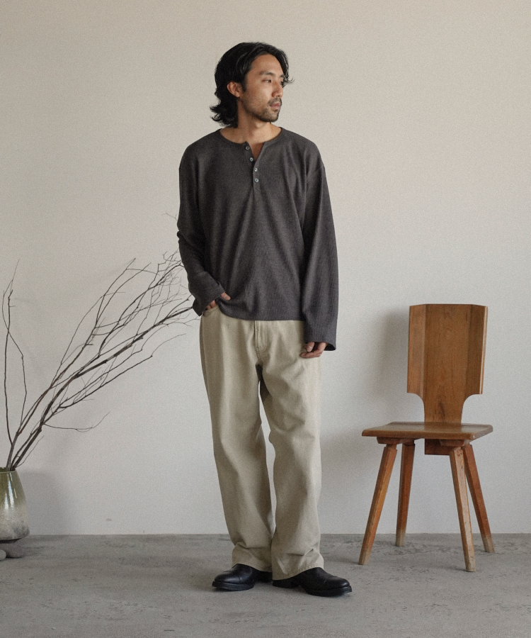 shiun(シウン) ONLINE STORE / WAFFLE HENLEY NECK L/S TEE