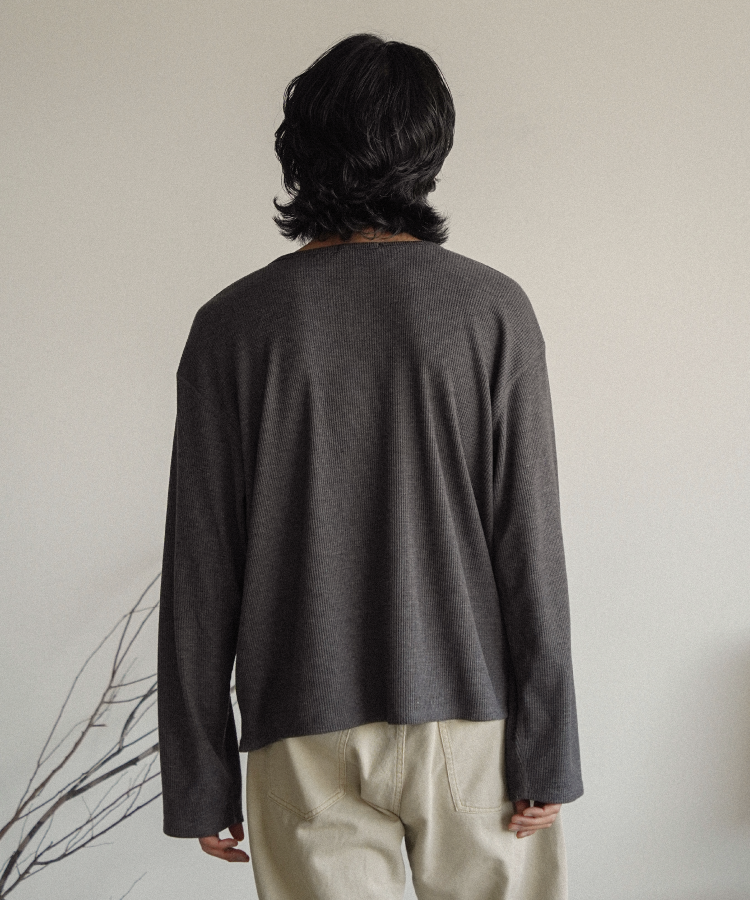 WAFFLE HENLEY NECK L/S TEE