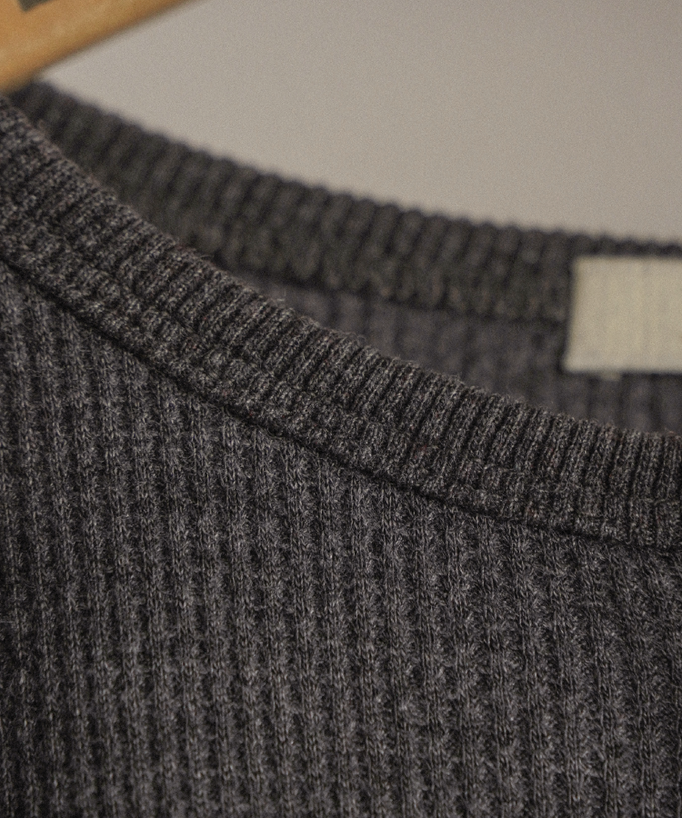 WAFFLE HENLEY NECK L/S TEE