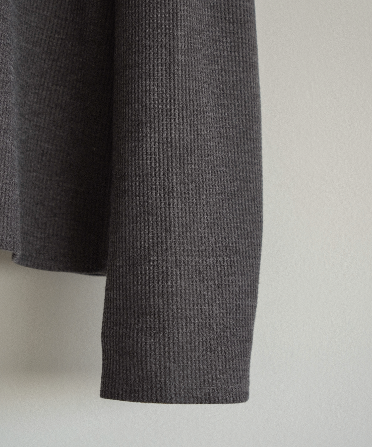 WAFFLE HENLEY NECK L/S TEE
