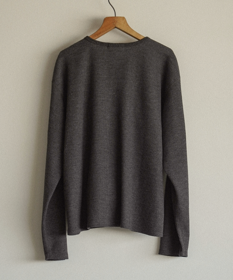 WAFFLE HENLEY NECK L/S TEE