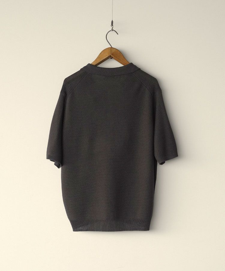 shiun GARTER SKIPPER KNIT ポロシャツ ブラック S shiun(シウン) ONLINE STORE / GARTER SKIPPER KNIT